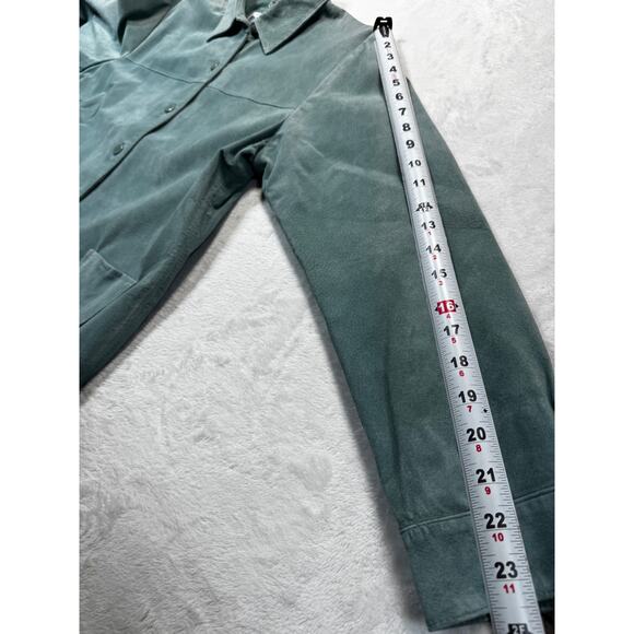 Pendleton Suede Leather Seafoam Full-Button Jacket Blazer Sz Med. Heritage Luxe - Picture 11 of 12
